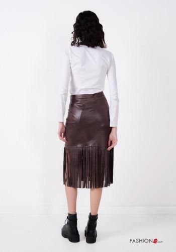 Gonna ecopelle con zip con frange - ph 3