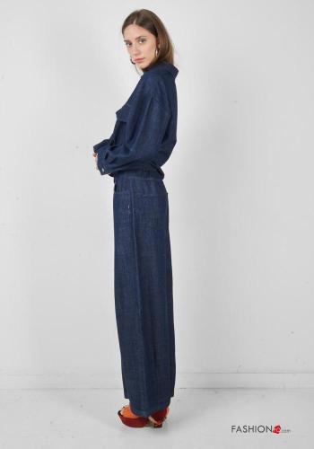 Jeans in Cotone wide leg con tasche con bottoni con zip - ph 2