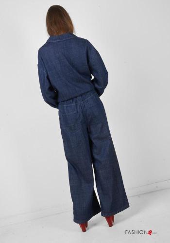 Jeans in Cotone wide leg con tasche con bottoni con zip - ph 3