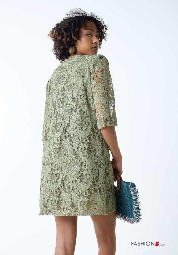 Robe détail dentelle courte à Imprimé Floral - ph 4