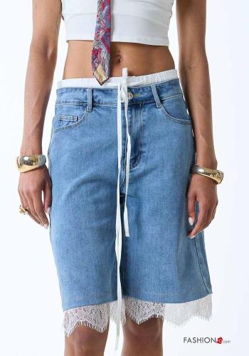 Calções em Algodão renda denim - ph 2