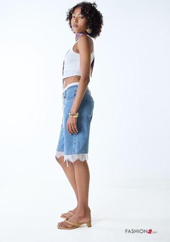 Calções em Algodão renda denim - ph 3