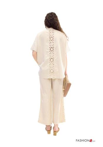 Pantalone in Lino Fantasia ricamata - ph 4