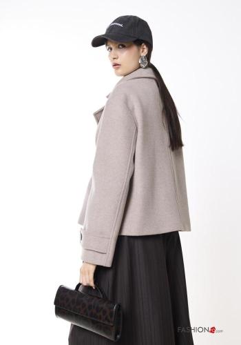Cappotto in Misto Lana doppio petto corto a collo alto - ph 4