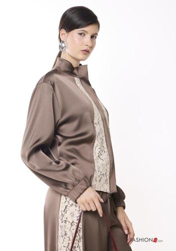 Bomber in Cotone pizzo Fantasia ricamata - ph 3