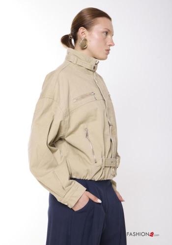 Bomber in Cotone con tasche a collo alto con zip - ph 2