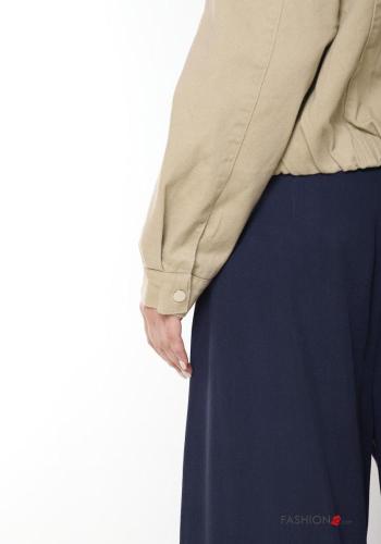Bomber in Cotone con tasche a collo alto con zip - ph 4