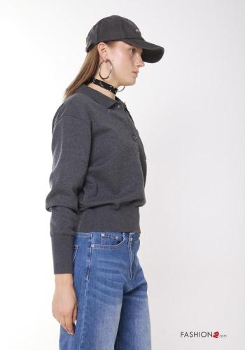 mit kragen Strickpullover aus Baumwolle mit Knöpfen - ph 2