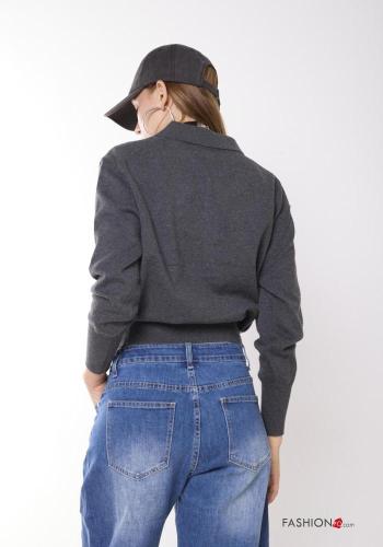 mit kragen Strickpullover aus Baumwolle mit Knöpfen - ph 3