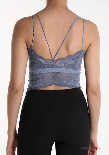 mini backless lace trim Top with cups plunging neckline - ph 2