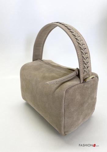 Borsa in Vera pelle camoscio con fodera con tracolla con tasche con zip - ph 2