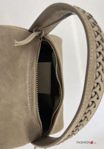 Borsa in Vera pelle camoscio con fodera con tracolla con tasche con zip - ph 5
