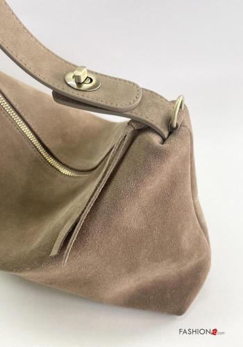 Sac en Cuir Véritable Suède avec bandoulière avec doublure avec fermeture éclair - ph 2