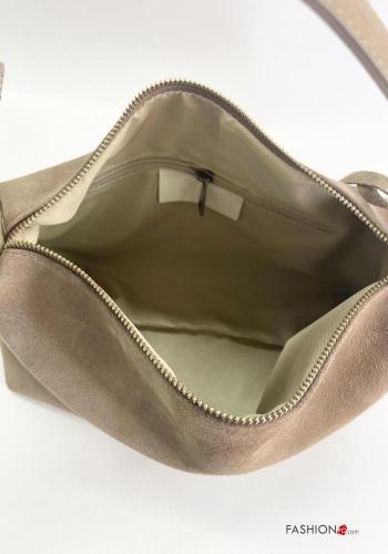Sac en Cuir Véritable Suède avec bandoulière avec doublure avec fermeture éclair - ph 5