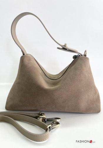 Sac en Cuir Véritable Suède avec bandoulière avec doublure avec fermeture éclair - ph 6