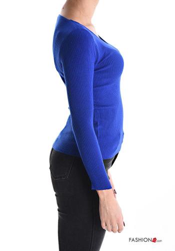 Maglione costine scollo a V - ph 3