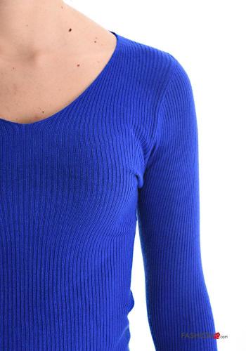 Maglione costine scollo a V - ph 4