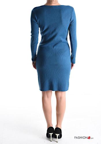 long sleeve pencil Ribbed knee-length Dress with v-neck - ph 2