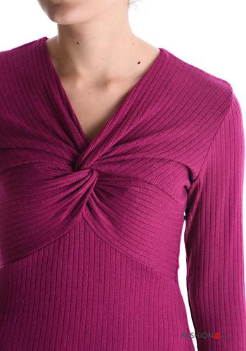 long sleeve knee-length Dress with v-neck - ph 2