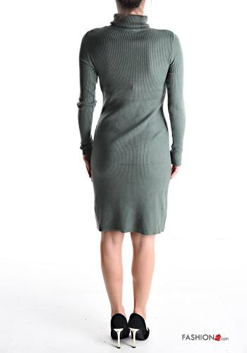 Ribbed knee-length long sleeve Dress Rollneck - ph 2