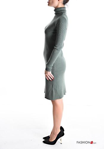 Ribbed knee-length long sleeve Dress Rollneck - ph 3