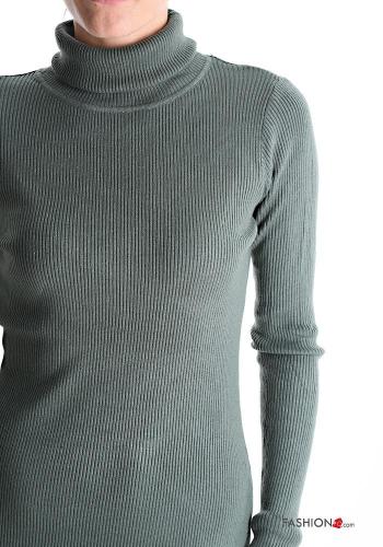 Ribbed knee-length long sleeve Dress Rollneck - ph 4