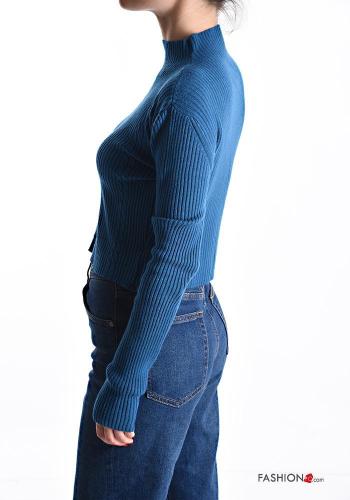 Maglione maniche lunghe costine corto a collo alto - ph 3