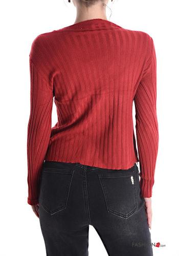 Ribbed long sleeve Sweater with v-neck with knot - ph 2