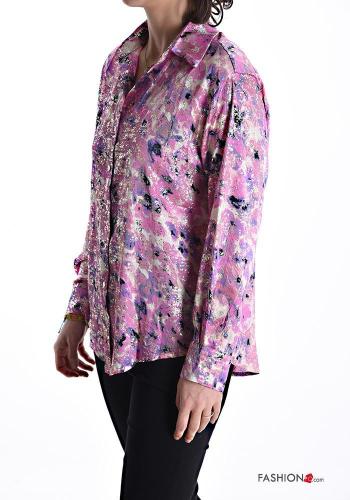 Camicia brillante maniche lunghe con colletto Fantasia floreale con bottoni - ph 3