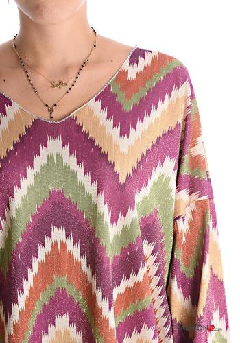 Camisola de mangas compridas lurex Padrão optical gola V - ph 2