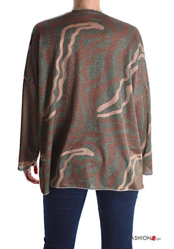 Camiseta de manga larga De lurex Estampado abstracto con cuello en v - ph 2