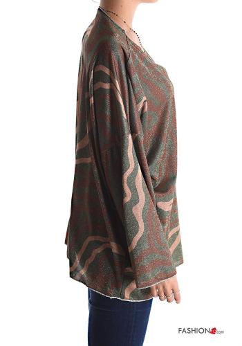 Camiseta de manga larga De lurex Estampado abstracto con cuello en v - ph 3