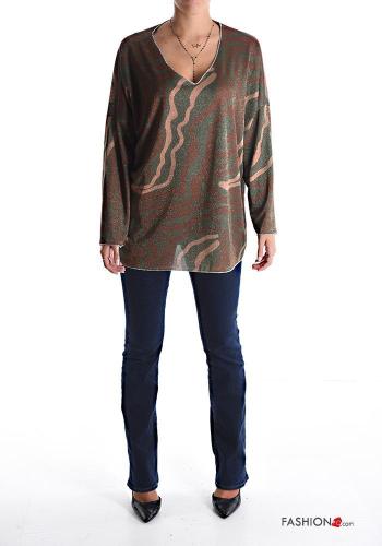 Camiseta de manga larga De lurex Estampado abstracto con cuello en v - ph 5