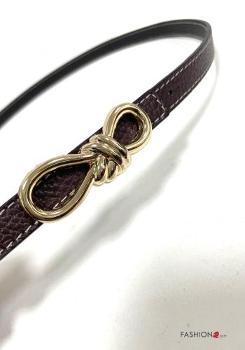 adjustable with buckle Genuine Leather Belt with bow - ph 2