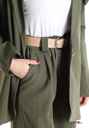 Fato com elástico com forro com cinto com bolsos com botões - ph 4