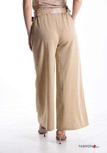 Calças wide leg com cinto com bolsos com elástico - ph 2