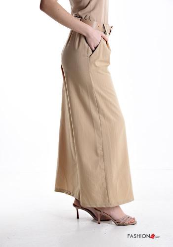 Calças wide leg com cinto com bolsos com elástico - ph 3