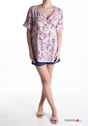 Blusa em Algodão manga curta com botões - ph 5
