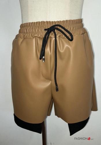 Shorts faux cuir avec poches avec élastique - ph 2