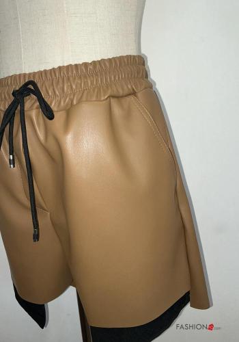 Shorts faux cuir avec poches avec élastique - ph 3