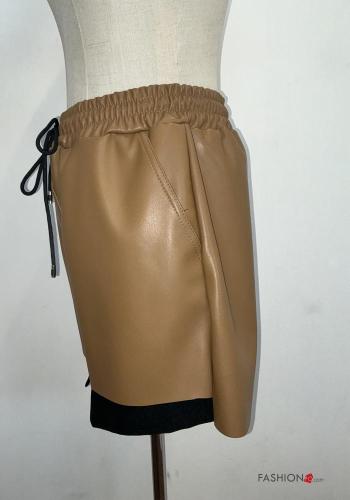 Shorts faux cuir avec poches avec élastique - ph 4
