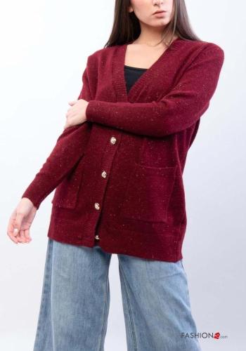 long sleeve Cardigan with buttons with v-neck with pockets - ph 3
