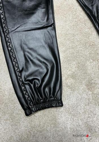 Calças imitação de couro com elástico - ph 4