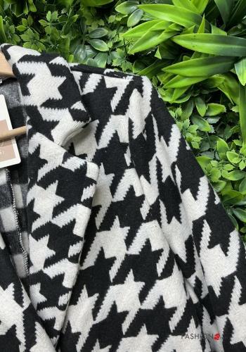 Manteau manches longues Imprimé pied de poule avec poches sans doublure à boutons - ph 2