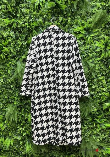 Manteau manches longues Imprimé pied de poule avec poches sans doublure à boutons - ph 4