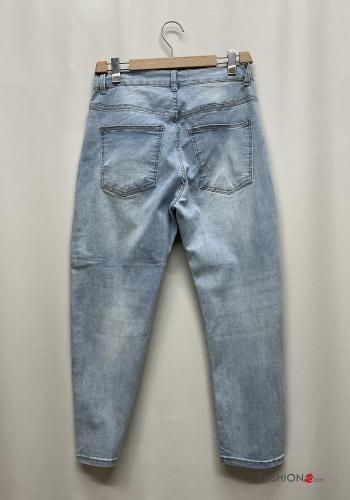 Jeans in Cotone Fantasia stampata con tasche con bottoni con zip - ph 4