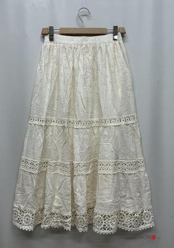 Gonna in Cotone Fantasia ricamata in pizzo sangallo con balze con elastico - ph 5