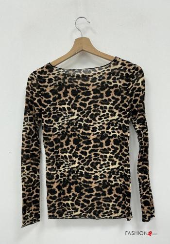 Maglietta a manica lunga in Misto Cashmere Fantasia animali - ph 2