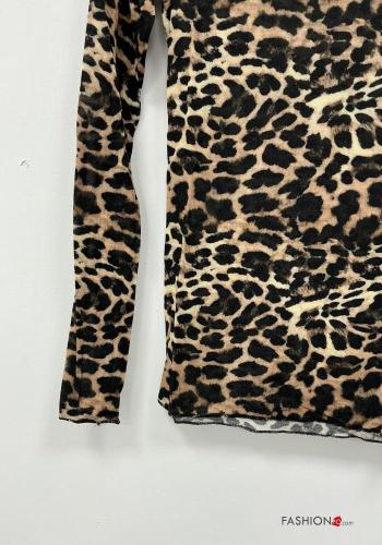 Maglietta a manica lunga in Misto Cashmere Fantasia animali - ph 3