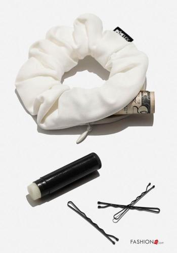 POPFLEX Hair tie with keyring with elastic with coin purse with zip with pockets